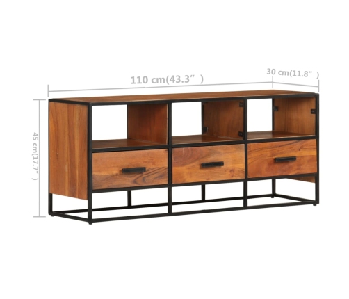 Mueble para la TV madera maciza de acacia 110x30x45 cm