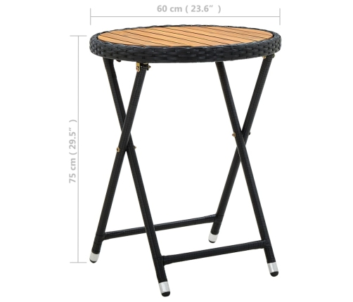 Mesa de centro ratán sintético y madera maciza de acacia 60 cm