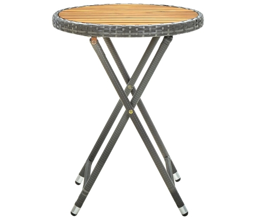 Mesa de centro ratán sintético y madera maciza de acacia 60 cm