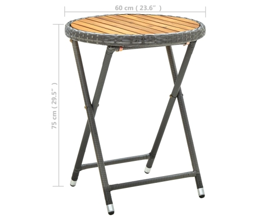 Mesa de centro ratán sintético y madera maciza de acacia 60 cm