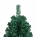 Medio árbol de Navidad con luces y bolas verde 150 cm