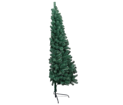 Medio árbol de Navidad con luces y bolas verde 180 cm