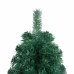 Medio árbol de Navidad con luces y bolas verde 210 cm