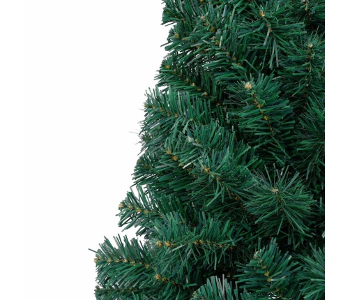 Medio árbol de Navidad con luces y bolas verde 240 cm