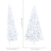 Medio árbol de Navidad con luces y bolas blanco 180 cm