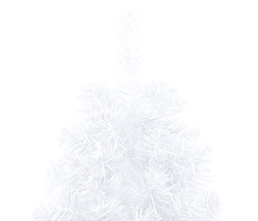 Medio árbol de Navidad con luces y bolas blanco 180 cm