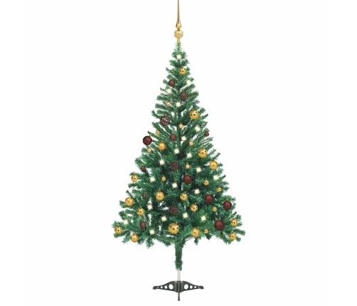 Árbol de Navidad artificial con luces y bolas 564 ramas 180 cm