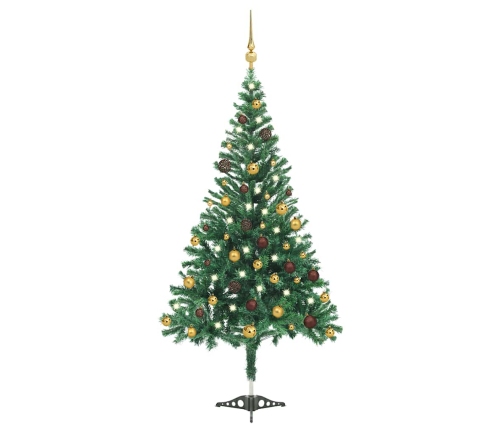 Árbol de Navidad artificial con luces y bolas 910 ramas 210 cm