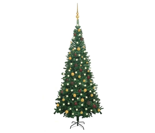 Árbol de Navidad artificial con luces y bolas verde 240 cm