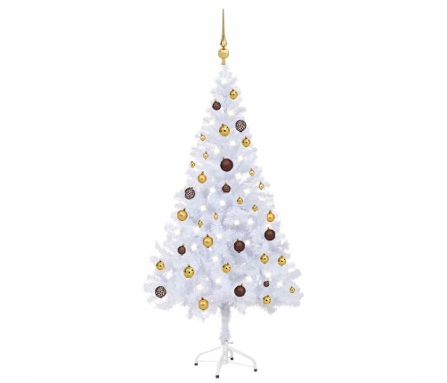 Árbol de Navidad artificial con luces y bolas 380 ramas 150 cm