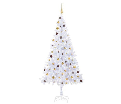 Árbol de Navidad artificial con luces y bolas 910 ramas 210 cm