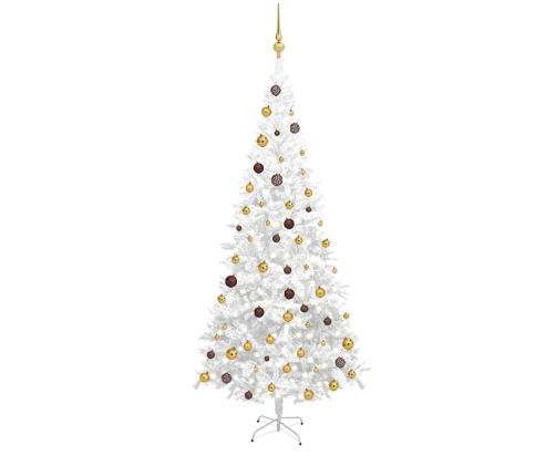 Árbol de Navidad artificial con luces y bolas blanco 240 cm