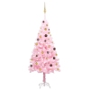 Árbol de Navidad preiluminado con luces y bolas rosa 180 cm