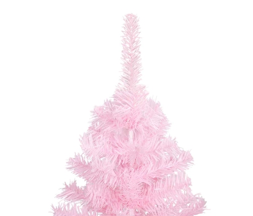 Árbol de Navidad preiluminado con luces y bolas rosa 180 cm