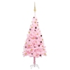 Árbol de Navidad preiluminado con luces y bolas rosa 210 cm