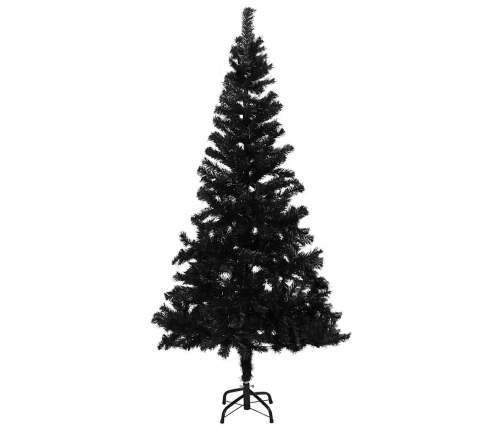 Árbol de Navidad preiluminado con luces y bolas negro 120 cm