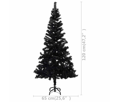 Árbol de Navidad preiluminado con luces y bolas negro 120 cm