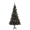 Árbol de Navidad preiluminado con luces y bolas negro 150 cm