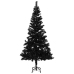 Árbol de Navidad preiluminado con luces y bolas negro 150 cm