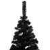 Árbol de Navidad preiluminado con luces y bolas negro 150 cm