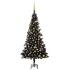 Árbol de Navidad preiluminado con luces y bolas negro 180 cm