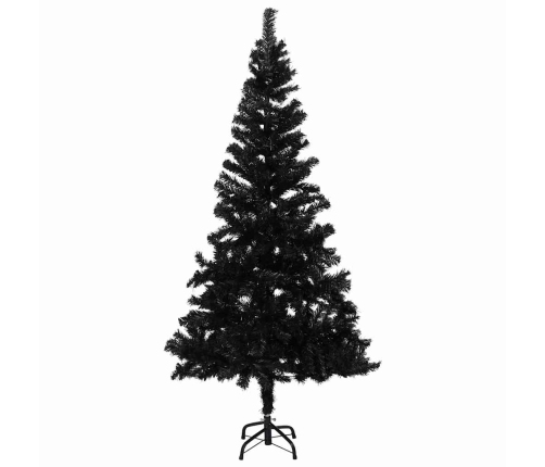 Árbol de Navidad preiluminado con luces y bolas negro 180 cm