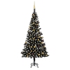 Árbol de Navidad preiluminado con luces y bolas negro 240 cm