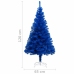 Árbol de Navidad preiluminado con luces y bolas azul 120 cm