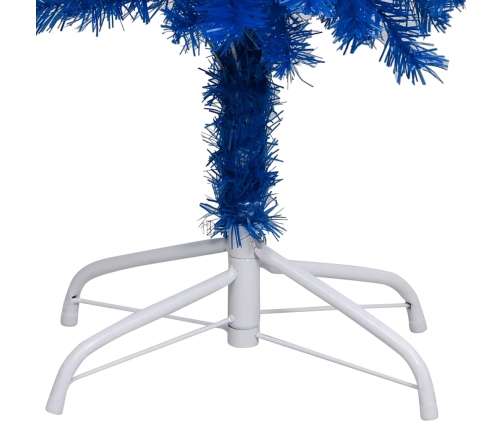 Árbol de Navidad preiluminado con luces y bolas azul 120 cm