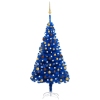 Árbol de Navidad preiluminado con luces y bolas azul 150 cm