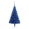 Árbol de Navidad preiluminado con luces y bolas azul 180 cm