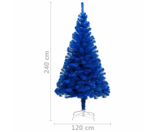 Árbol de Navidad preiluminado con luces y bolas azul 240 cm