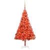 Árbol de Navidad preiluminado con luces y bolas rojo 180 cm