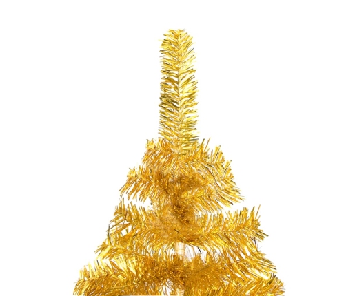 Árbol de Navidad preiluminado con luces y bolas dorado 150 cm