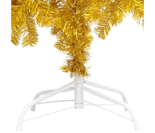 Árbol de Navidad preiluminado con luces y bolas dorado 150 cm