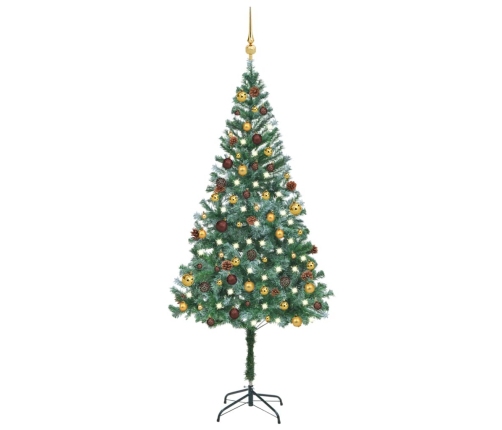 Árbol de Navidad helado con luces, bolas y piñas 180 cm