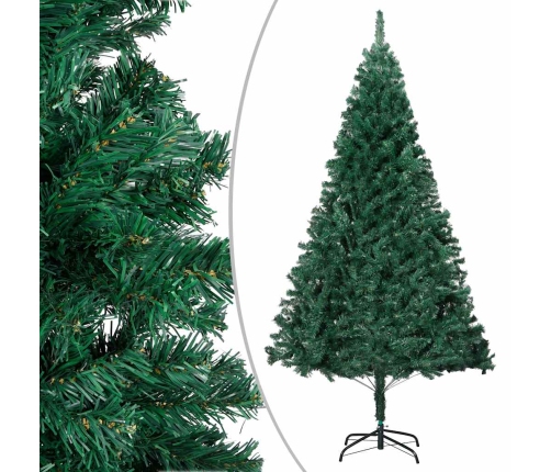 Árbol de Navidad preiluminado con luces y bolas verde 120 cm