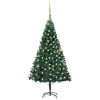 Árbol de Navidad preiluminado con luces y bolas verde 180 cm