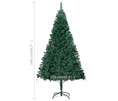 Árbol de Navidad preiluminado con luces y bolas verde 240 cm