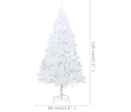 Árbol de Navidad preiluminado con luces y bolas blanco 120 cm