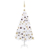 Árbol de Navidad preiluminado con luces y bolas blanco 150 cm