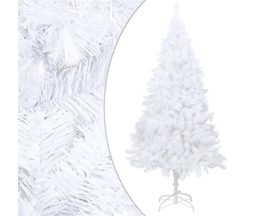 Árbol de Navidad preiluminado con luces y bolas blanco 150 cm