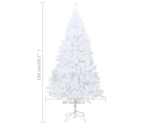 Árbol de Navidad preiluminado con luces y bolas blanco 150 cm