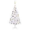 Árbol de Navidad preiluminado con luces y bolas blanco 180 cm