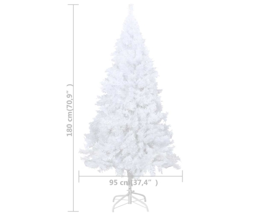 Árbol de Navidad preiluminado con luces y bolas blanco 180 cm