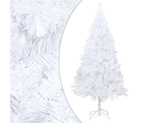 Árbol de Navidad preiluminado con luces y bolas blanco 210 cm