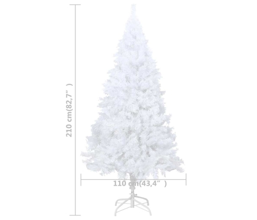 Árbol de Navidad preiluminado con luces y bolas blanco 210 cm