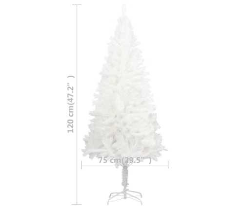 Árbol de Navidad preiluminado con luces y bolas blanco 120 cm