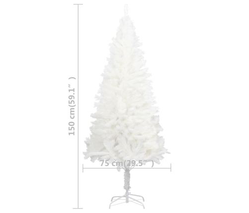 Árbol de Navidad preiluminado con luces y bolas blanco 150 cm