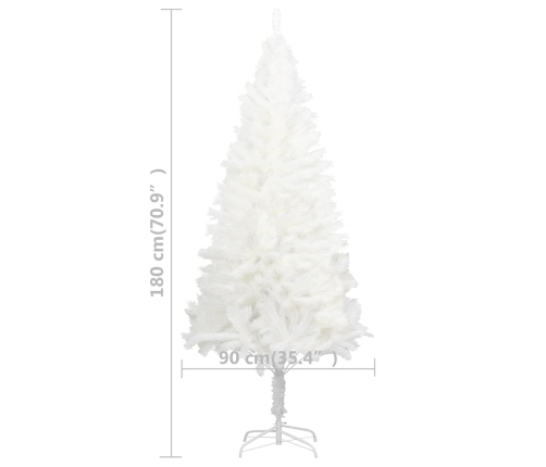 Árbol de Navidad preiluminado con luces y bolas blanco 180 cm